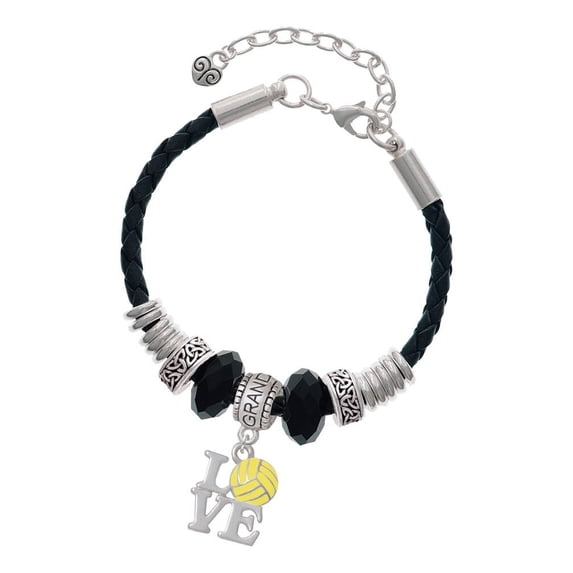 Delight Jewelry Love with Water Polo Ball Granddaughter Celtic Knot Leather Bead Bracelet, 7"+2" Extender