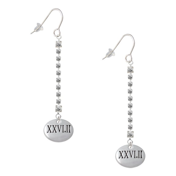 Delight Jewelry Marathon Roman Numeral - Silver-tone Long Sparkle Dangle French Earrings