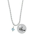 thumbnail image 1 of Delight Jewelry March - Hot Blue Crystal Bicone Silvertone Script Initial Disc - K - Charm Necklace, 20"+3", 1 of 4