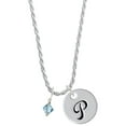 thumbnail image 1 of Delight Jewelry March - Hot Blue Crystal Bicone Silvertone Script Initial Disc - P - Charm Necklace, 20"+3", 1 of 4