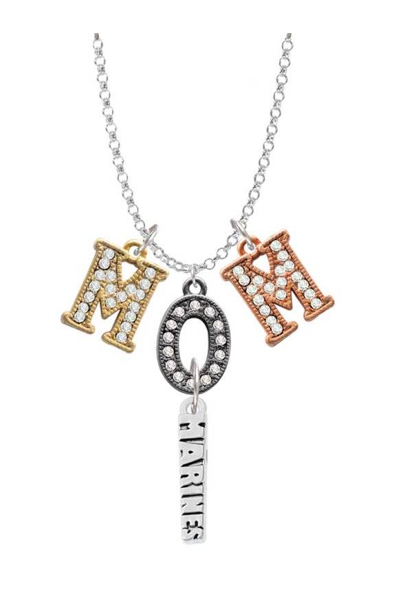 Marines Multi-Colored Crystal Mom Charm Necklace