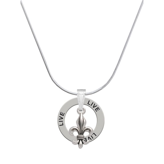 Delight Jewelry Medium Antiqued Fleur di Lis Live Ring Charm Necklace, 18"