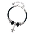 thumbnail image 1 of Delight Jewelry Medium Antiqued Fleur di Lis Mom Celtic Knot Leather Bead Bracelet, 7"+2" Extender, 1 of 4