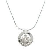 Delight Jewelry Medium Lotus Flower Joy Ring Charm Necklace, 18"