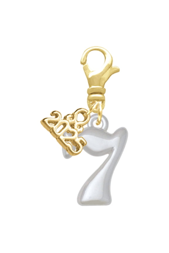 Medium Lucky 7 - Gold-tone Clip on Charm with Mini Year 2025