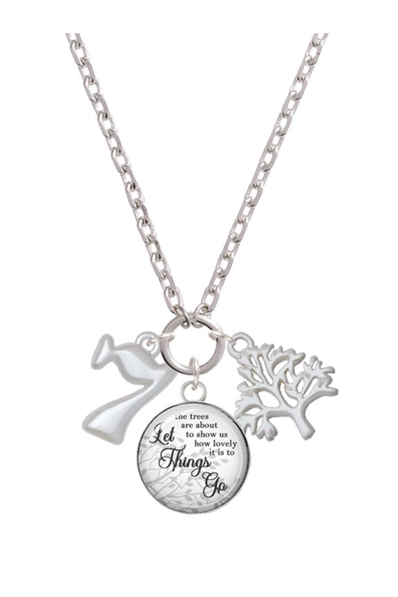 Medium Lucky 7 Let Things Go Fall Zoey Charm Necklace, 28"