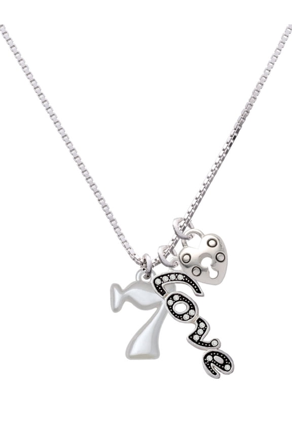 Medium Lucky 7 - Love and Lock Charm Necklace, 18"+1"