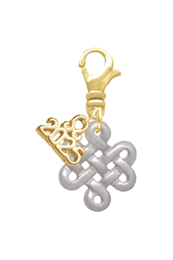 Medium Open Infinity Knot - Gold-tone Clip on Charm with Mini Year 2025