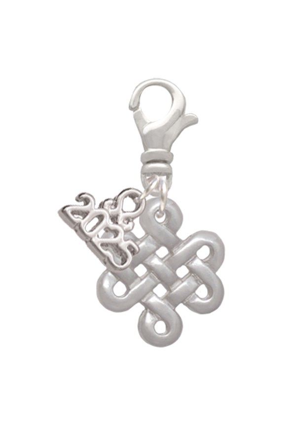 Medium Open Infinity Knot - Silver-tone Clip on Charm with Mini Year 2025