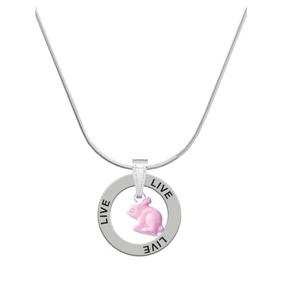 Delight Jewelry Mini Pink Bunny Live Ring Charm Necklace, 18"