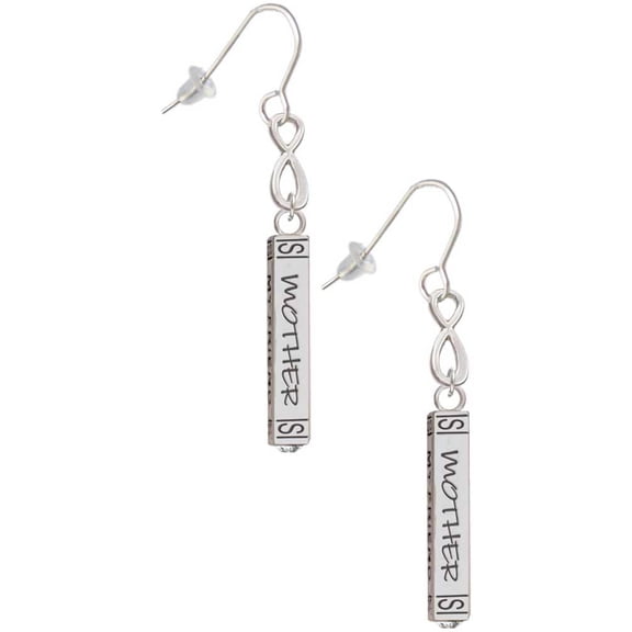 Delight Jewelry Mother Daughter Friends Forever Bar Silver tone Infinity French Earrings