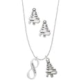 thumbnail image 1 of Delight Jewelry Mother Infinity Sign Silver tone Zig Zag Christmas Tree Charm Necklace and Stud Earrings, 1 of 4