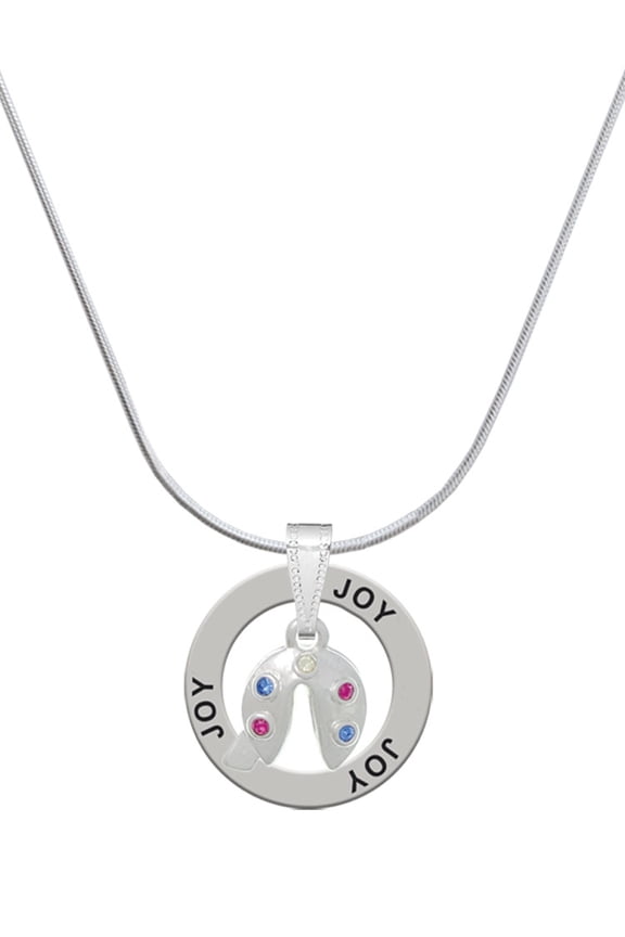 Multicolored Crystal Fortune Cookie Joy Ring Charm Necklace, 18"