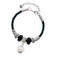 thumbnail image 1 of Delight Jewelry Opaque White Faceted Glass Spinner Best Friend Celtic Knot Leather Bead Bracelet, 7"+2" Extender, 1 of 4