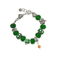 thumbnail image 1 of Delight Jewelry Orange Crystal Bicone - Green Irish Luck Bead Charm Bracelet, 7.5", 1 of 4