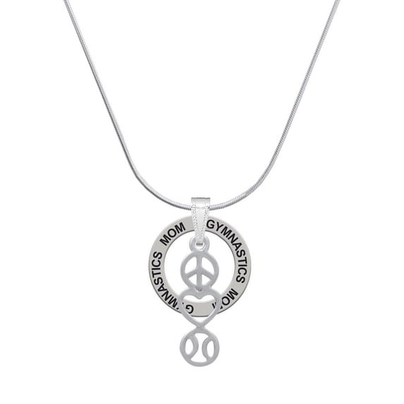 Delight Jewelry Peace - Heart - Softball Gymnastics Mom Ring Charm Necklace, 18"