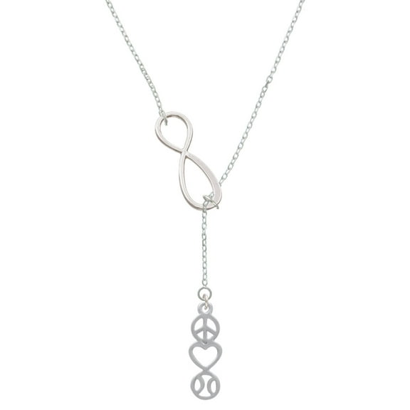 Delight Jewelry Peace - Heart - Softball Silver tone Elegant Infinity Lariat Necklace