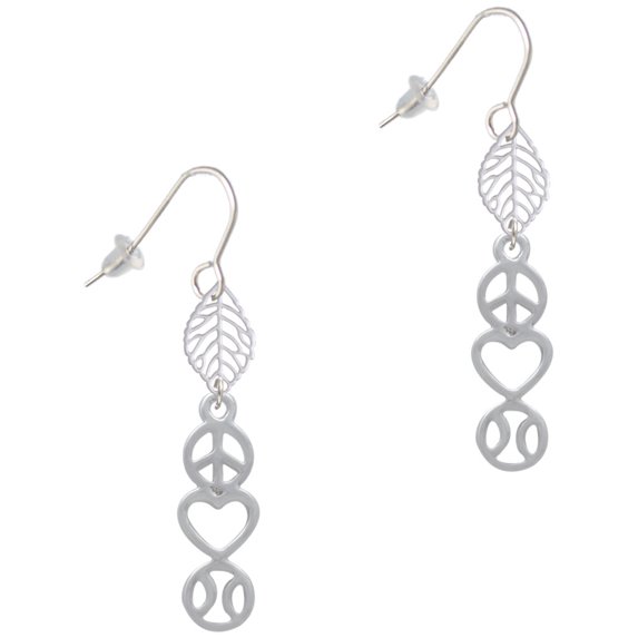 Delight Jewelry Peace - Heart - Softball Silvertone Leaf French Earrings