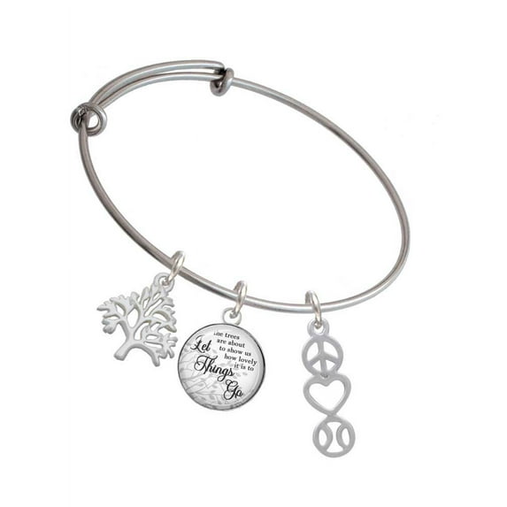 Delight Jewelry Peace - Heart - Softball Silvertone Let Things Go Tree Charm Bangle Bracelet