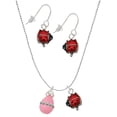 thumbnail image 1 of Delight Jewelry Pink Easter Egg with Clear Crystal Band Red Lucky Ladybug Necklace and Dangle Earrings Set, 1 of 6