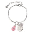 thumbnail image 1 of Delight Jewelry Pink Easter Egg with Clear Crystal Band Silvertone Discover Dream Explore Zoey Charm Bracelet, 6.5+2" Extender, 1 of 4