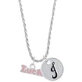 thumbnail image 1 of Delight Jewelry Pink ''Luck'' with Heart Silvertone Script Initial Disc - J - Charm Necklace, 20"+3", 1 of 4