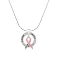 thumbnail image 1 of Delight Jewelry Pink Ribbon ''Help'' Laugh Ring Charm Necklace, 18", 1 of 4