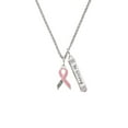 thumbnail image 1 of Delight Jewelry Pink Ribbon ''Help'' Silvertone Be Strong and Courageous Bar Charm Necklace, 23", 1 of 4