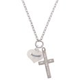 thumbnail image 1 of Delight Jewelry Precious White Heart with Baby Feet I Set You Apart Engraved Cross Zoey Necklace, 28", 1 of 4