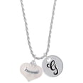 thumbnail image 1 of Delight Jewelry Precious White Heart with Baby Feet Silvertone Script Initial Disc - G - Charm Necklace, 20"+3", 1 of 4