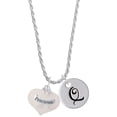 thumbnail image 1 of Delight Jewelry Precious White Heart with Baby Feet Silvertone Script Initial Disc - Q - Charm Necklace, 20"+3", 1 of 4