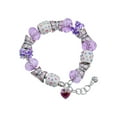 thumbnail image 1 of Delight Jewelry Purple Crystal Heart Purple Butterfly Bead Charm Bracelet, 7"+1" Extender, 1 of 5