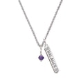 thumbnail image 1 of Delight Jewelry Purple Velvet Crystal Bicone Silvertone Balance Bar Charm Necklace, 23", 1 of 4