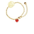 thumbnail image 1 of Delight Jewelry Red Crystal Heart Gold-tone Flower Link Chain Bracelet, 6.75"+2" Extender, 1 of 4