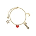 thumbnail image 1 of Delight Jewelry Red Crystal Heart Goldtone Dream Big Charm Bracelet, 7.5+2" Extender, 1 of 4