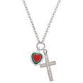 thumbnail image 1 of Delight Jewelry Red & Green Heart with White Ruffles I Have Plans for You Engraved Cross Zoey Necklace, 28", 1 of 4