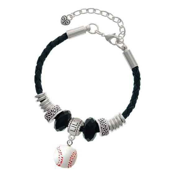 Delight Jewelry Resin 1/2" Baseball Big Sister Celtic Knot Leather Bead Bracelet, 7"+2" Extender