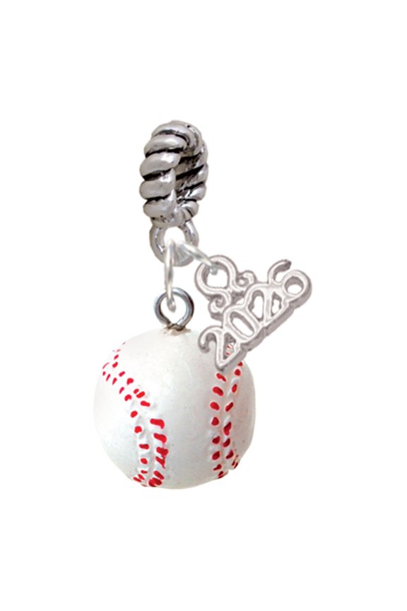 Resin 1/2" Baseball - Silver Plated Rope Charm Bead Dangle with Mini 2026