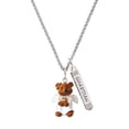 thumbnail image 1 of Delight Jewelry Resin Angel Bear Silvertone Guardian Angel Bar Charm Necklace, 23", 1 of 4