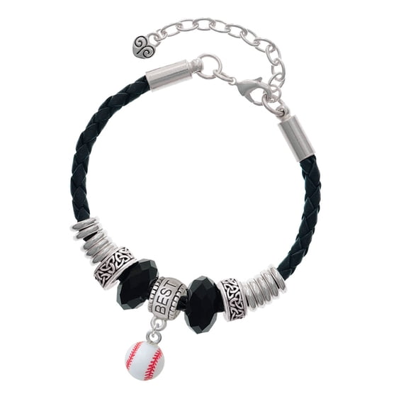 Delight Jewelry Resin Baseball Best Friend Celtic Knot Leather Bead Bracelet, 7"+2" Extender