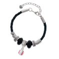 thumbnail image 1 of Delight Jewelry Resin Baseball Lil Sister Celtic Knot Leather Bead Bracelet, 7"+2" Extender, 1 of 4