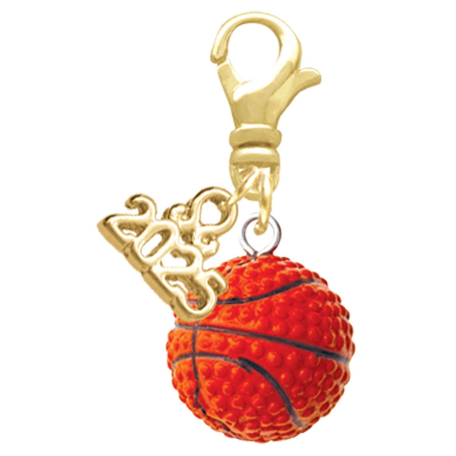 Delight Jewelry Resin Basketball - Gold-tone Clip on Charm with Mini Year 2025
