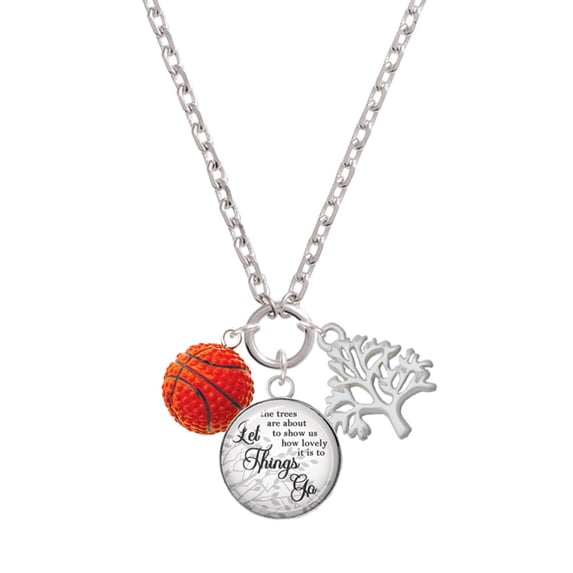 Delight Jewelry Resin Basketball Let Things Go Fall Zoey Charm Necklace, 28"