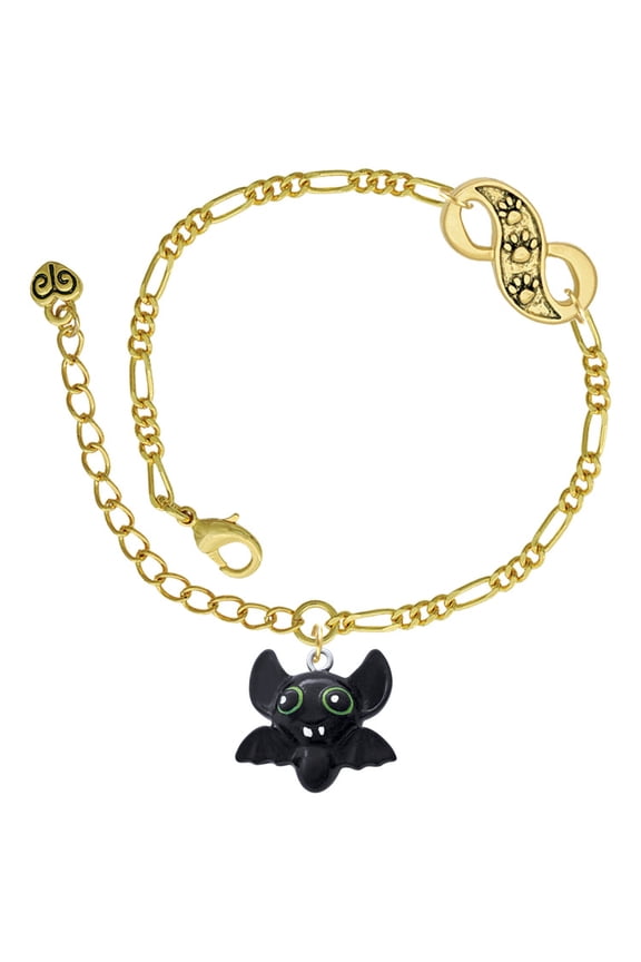 Resin Bat Buddy Gold-tone Paw Infinity Link Chain Bracelet, 6"+2" Extender