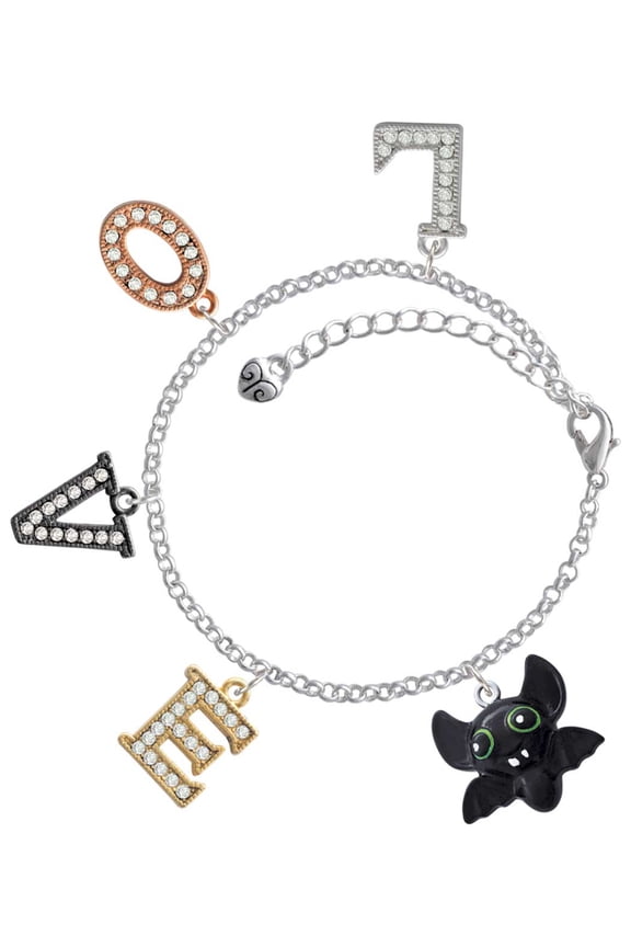 Resin Bat Buddy Multi-Colored Crystal Love Charm Bracelet