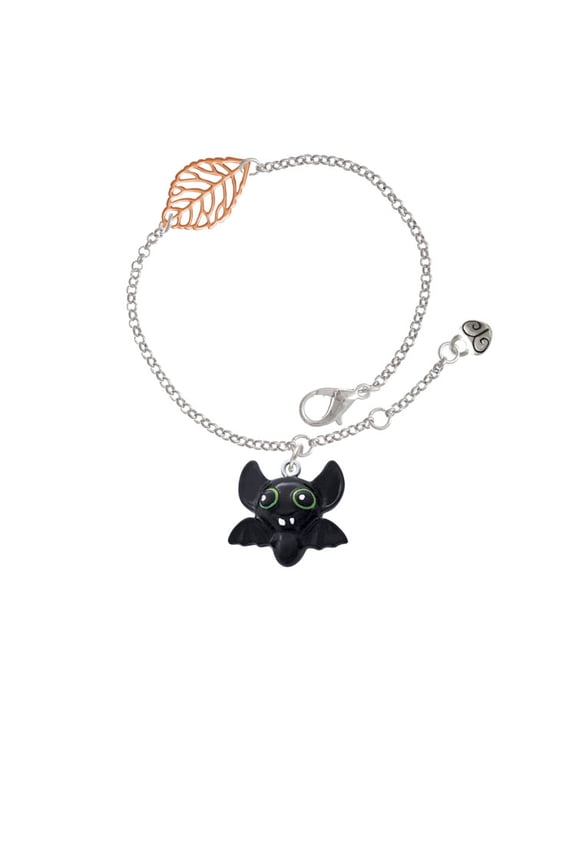 Resin Bat Buddy - Rose Goldtone Leaf Delicate Bracelet, 6.25+1.75"