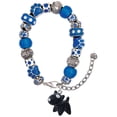 thumbnail image 1 of Delight Jewelry Resin Black Bull Terrier Dog Blue Paw Print Bead Bracelet, 7"+2", 1 of 4