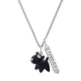 thumbnail image 1 of Delight Jewelry Resin Black Bull Terrier Dog Silvertone Forever Bar Charm Necklace, 23", 1 of 4