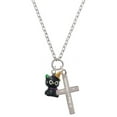 thumbnail image 1 of Delight Jewelry Resin Black Kitty Cat with Witch Hat Be Strong and Courageous Engraved Cross Zoey Necklace, 28", 1 of 4