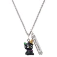 thumbnail image 1 of Delight Jewelry Resin Black Kitty Cat with Witch Hat Silvertone Mother Daughter Bar Charm Necklace, 23", 1 of 4